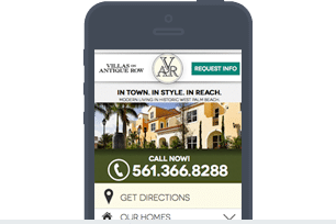 Mobile Screen view of villas on antique row website - Exults Digital Marketing