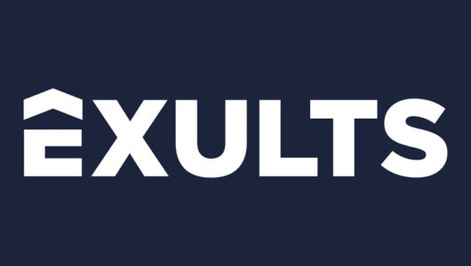 exults logo, navy background