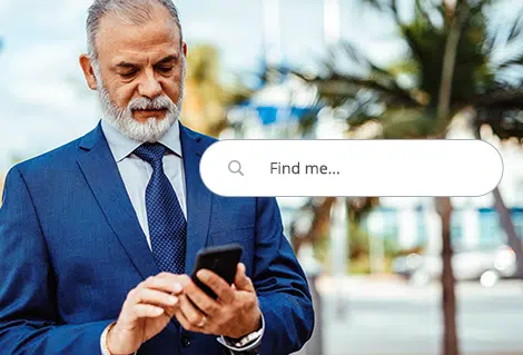 man searching internet