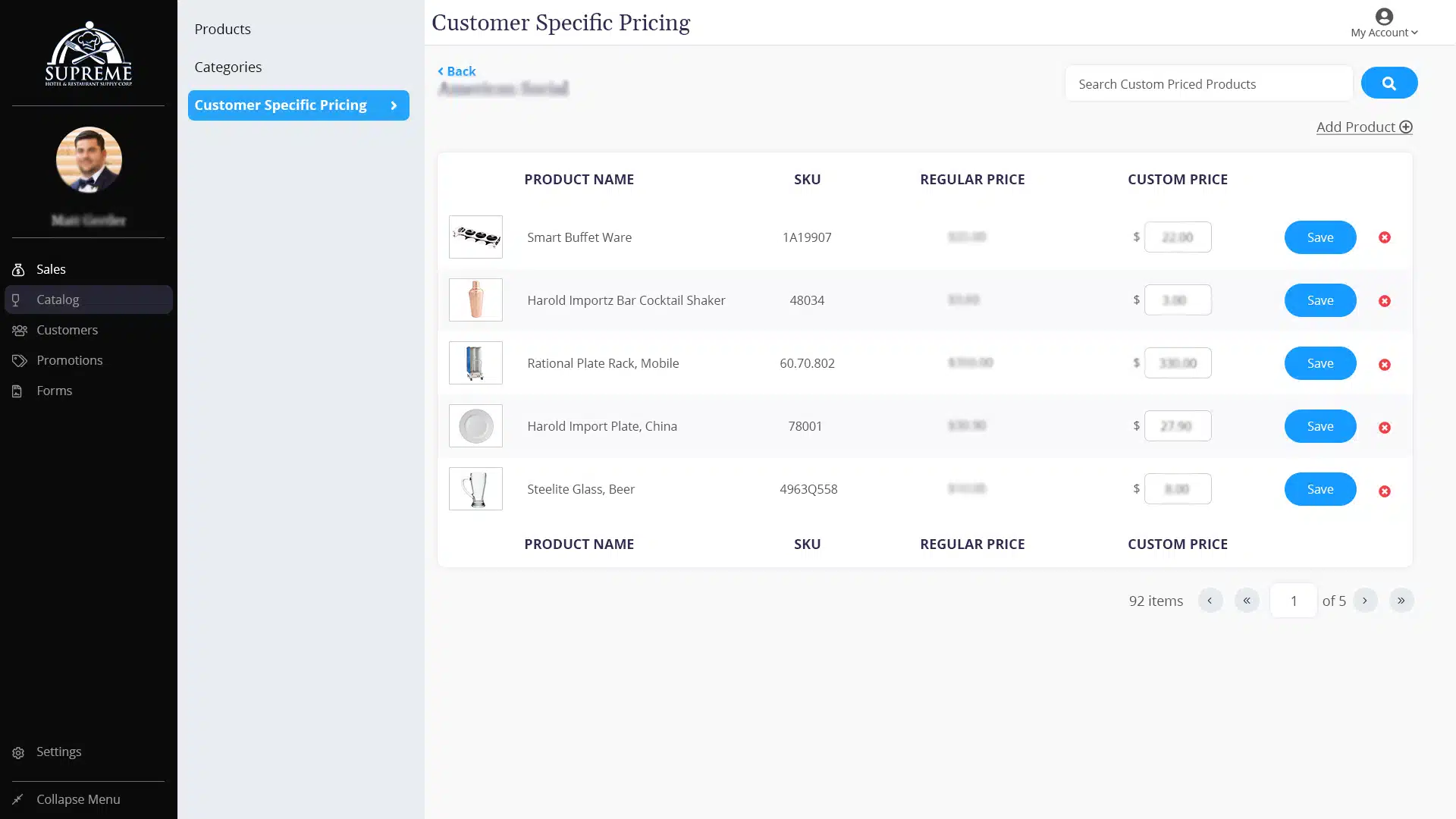 Customer Specific Pricing Dashboard