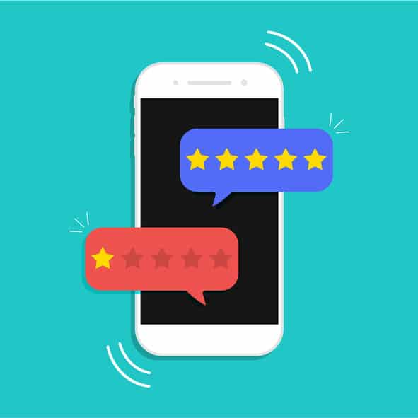 render of customer reviews on a phone