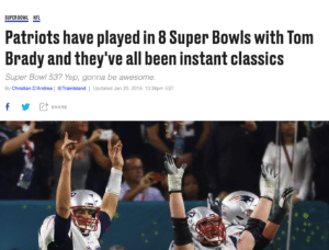 Patriots have played in 8 Super Bowls with Tom Brady