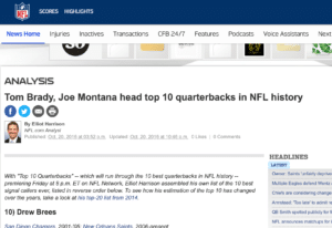Tom Brady Joe Montana top 10 quarterbacks