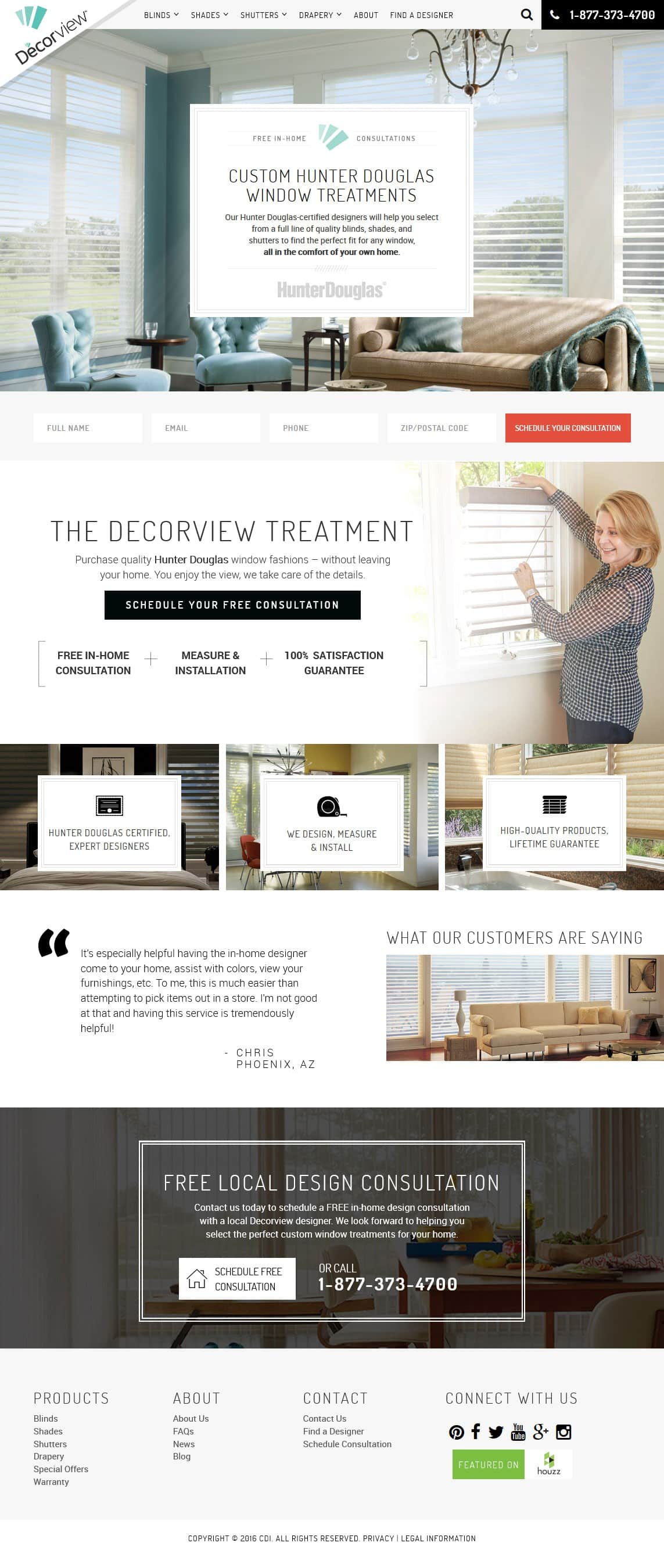 Tablet view of decorview website