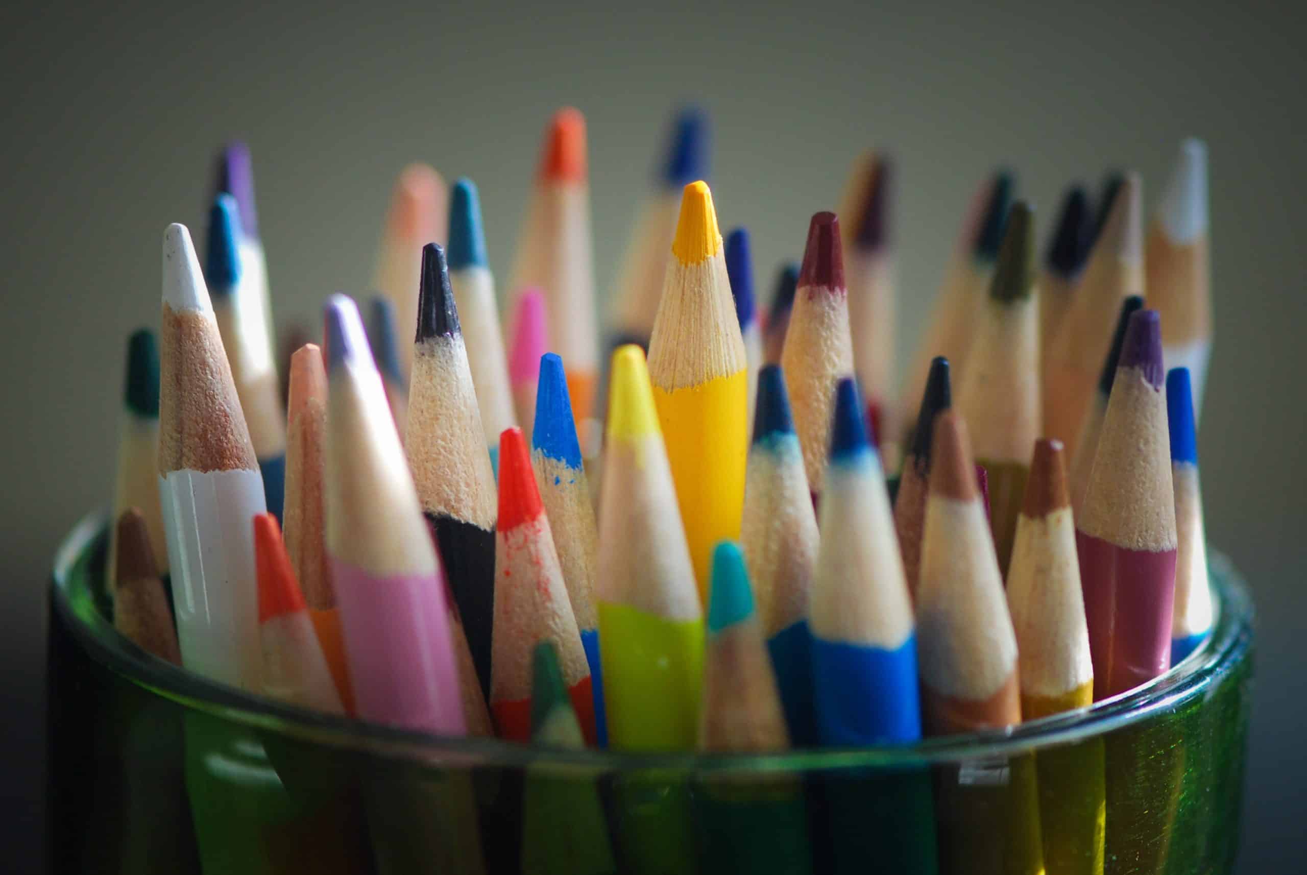 Colorful Colored Pencils In Glass
